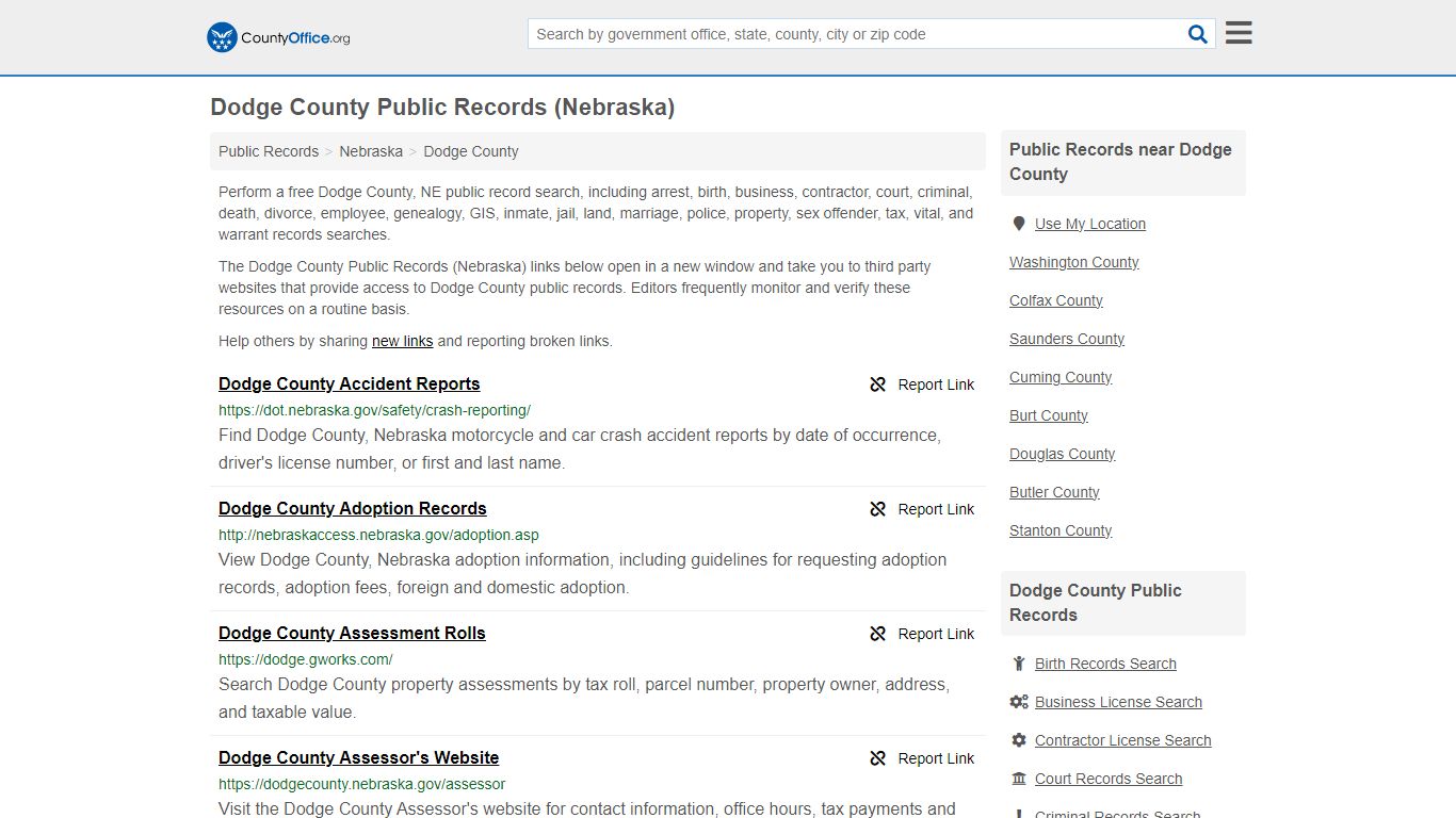 Public Records - Dodge County, NE (Business, Criminal, GIS, Property ...