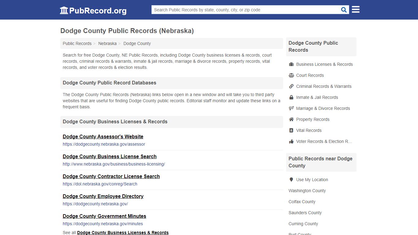 Free Dodge County Public Records (Nebraska Public Records) - PubRecord.org